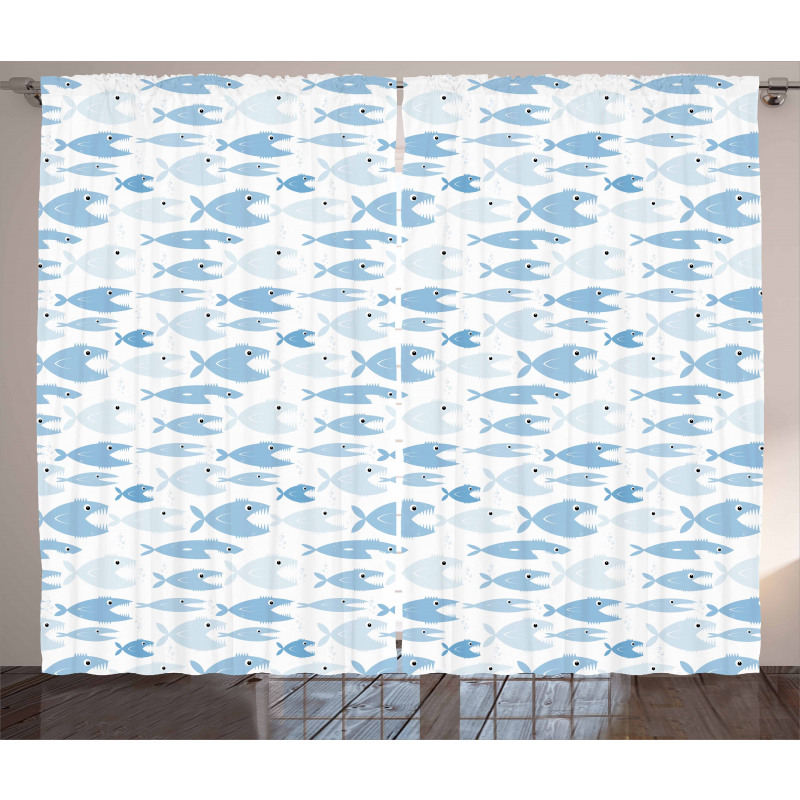 Tropical Piranha Pattern Curtain