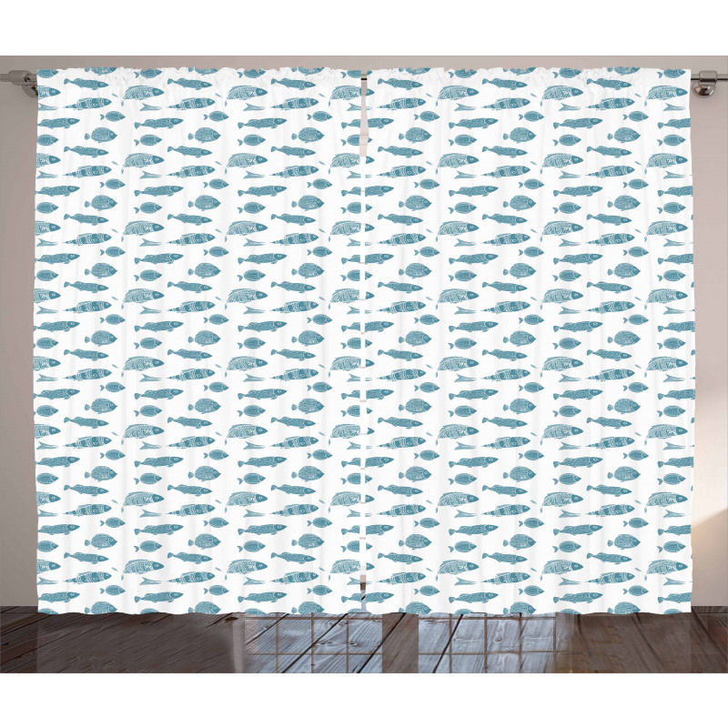 Exotic Ocean Fauna Pattern Curtain