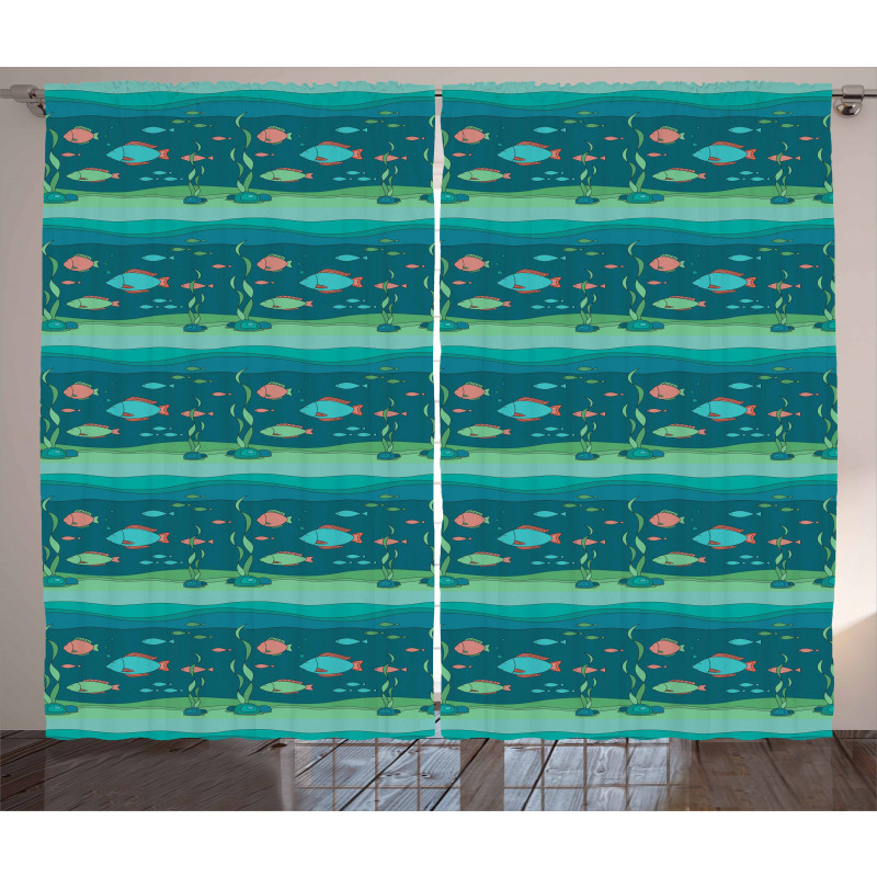 Cartoon Ocean Composition Curtain