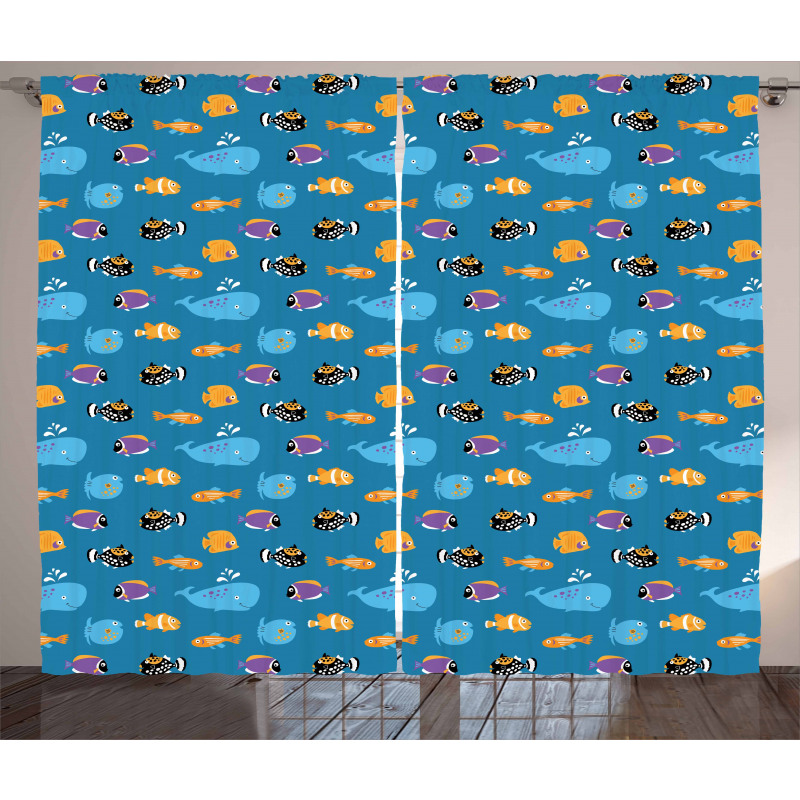 Whale and Aquarium Fauna Curtain