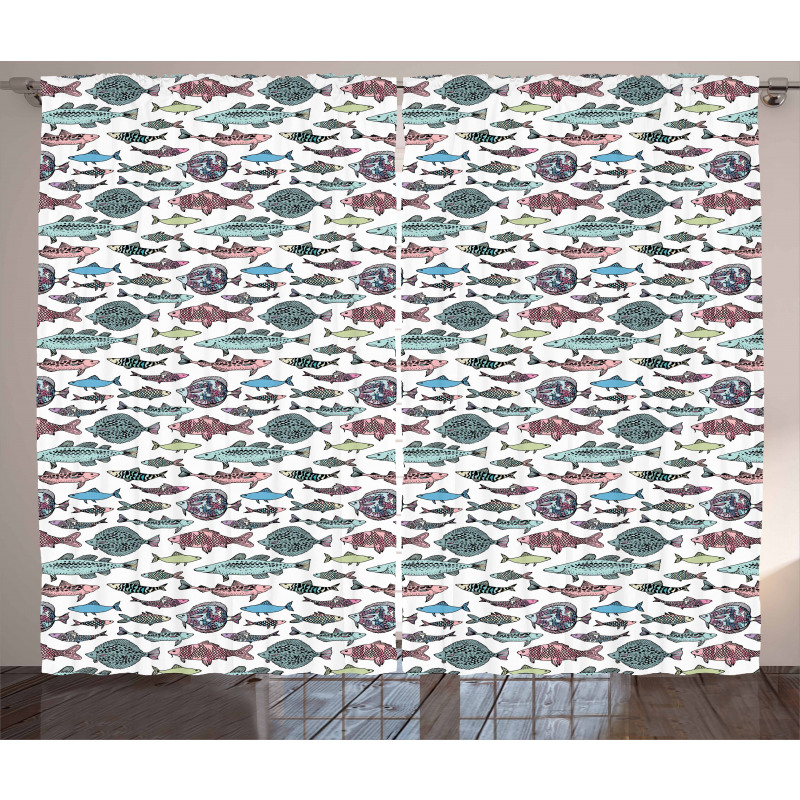 Seafood Cuisine Pattern Curtain