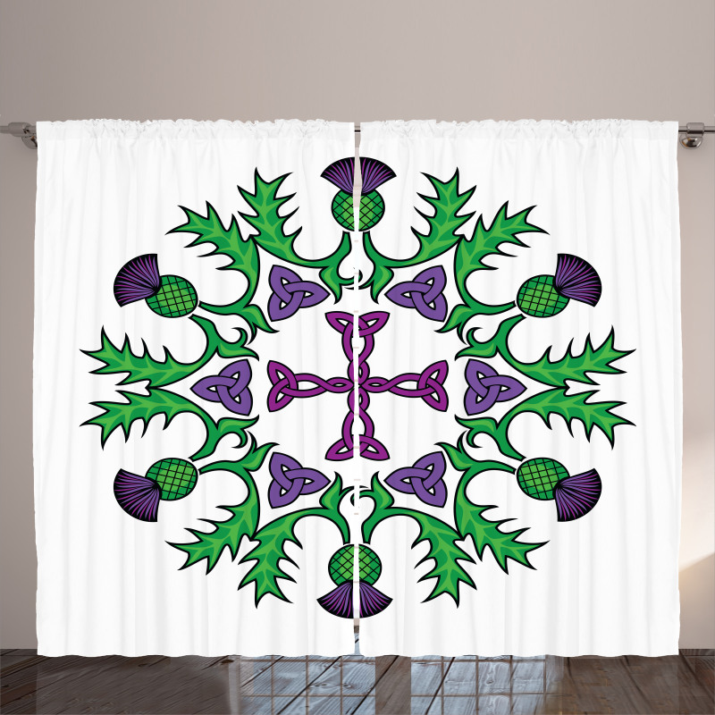 Abstract Thistle Wreath Curtain