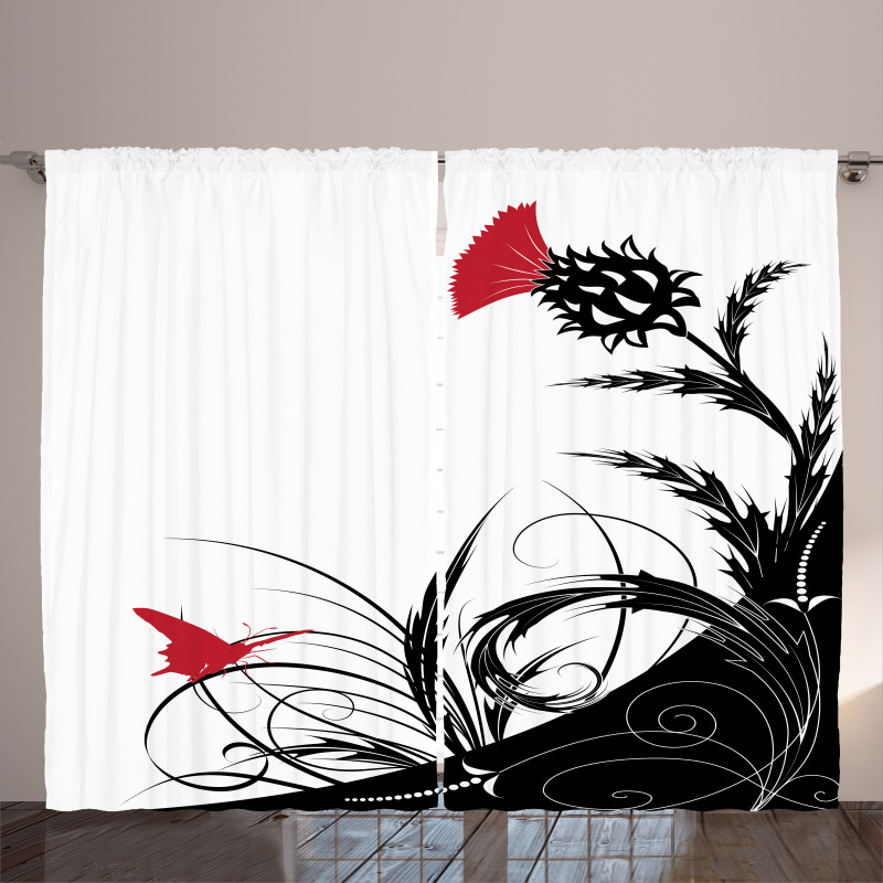 Floral Butterfly Motif Curtain