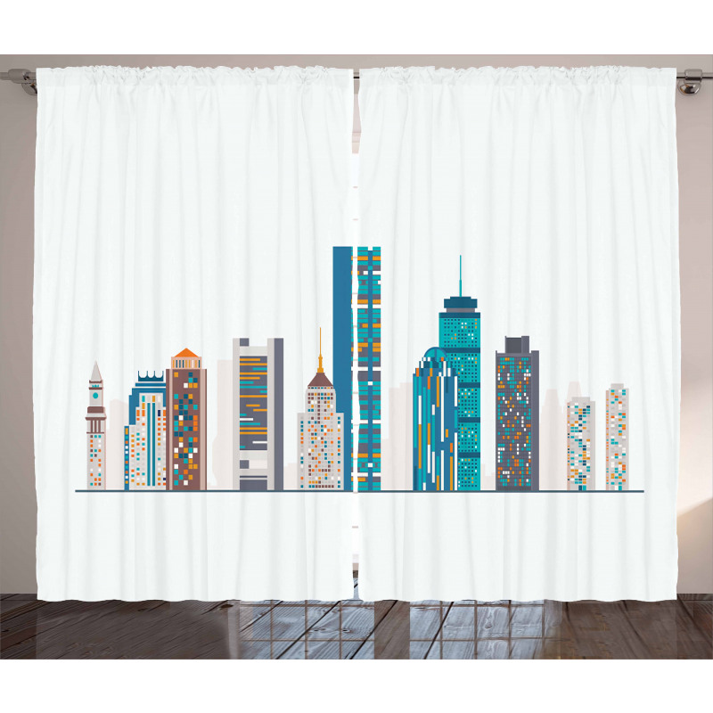 Flat City Illustration Curtain
