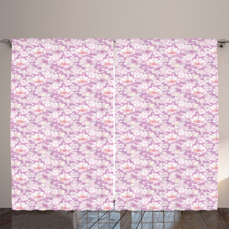 Pastel Flower Blooms Curtain