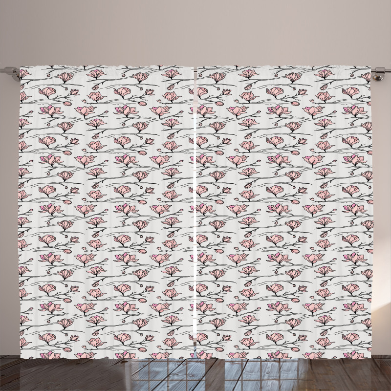 Linear Drawn Blooming Curtain