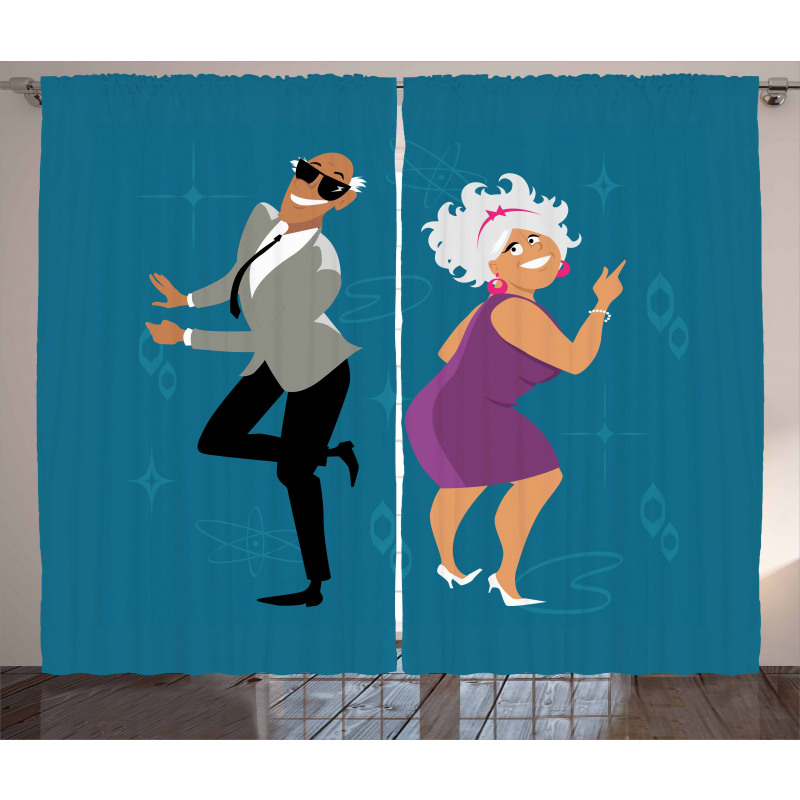 Old Couple Dancing Curtain