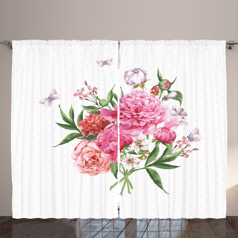 Vintage Bouquet of Flowers Curtain