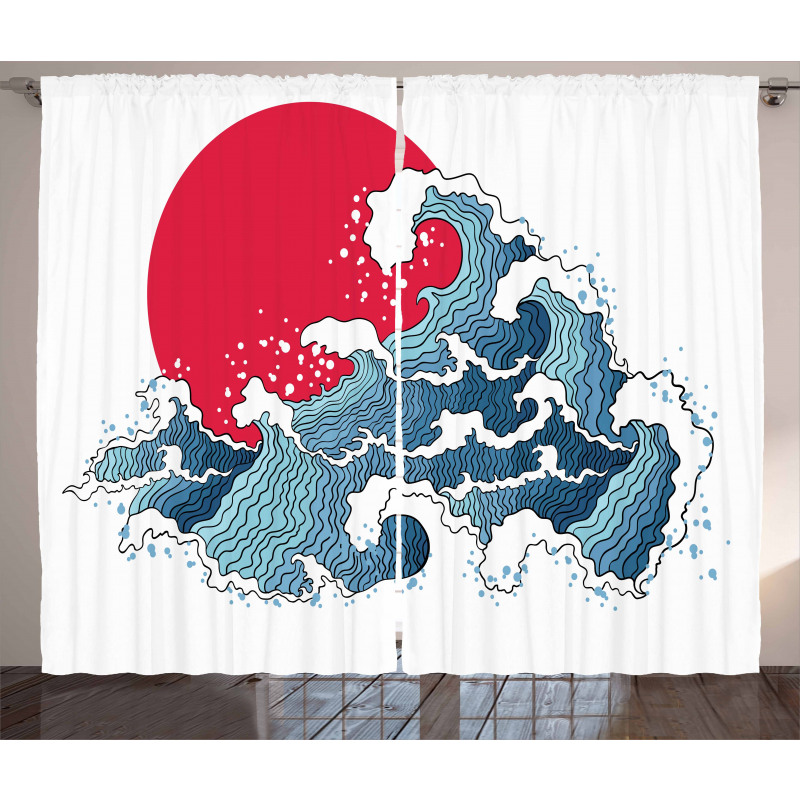 Wave Illustration Curtain
