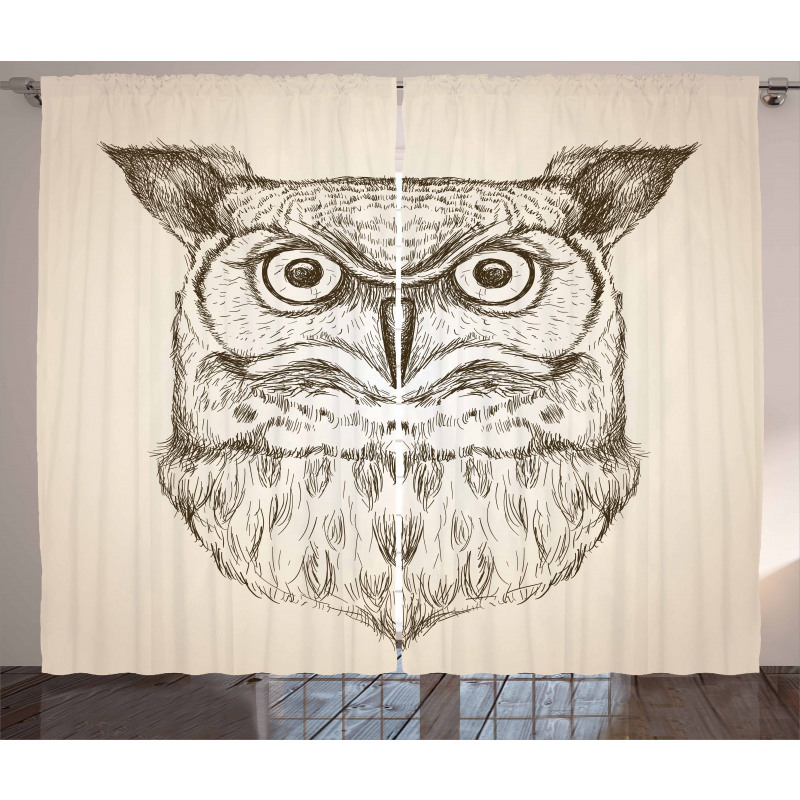 Wildlife Animal Head Sketch Curtain