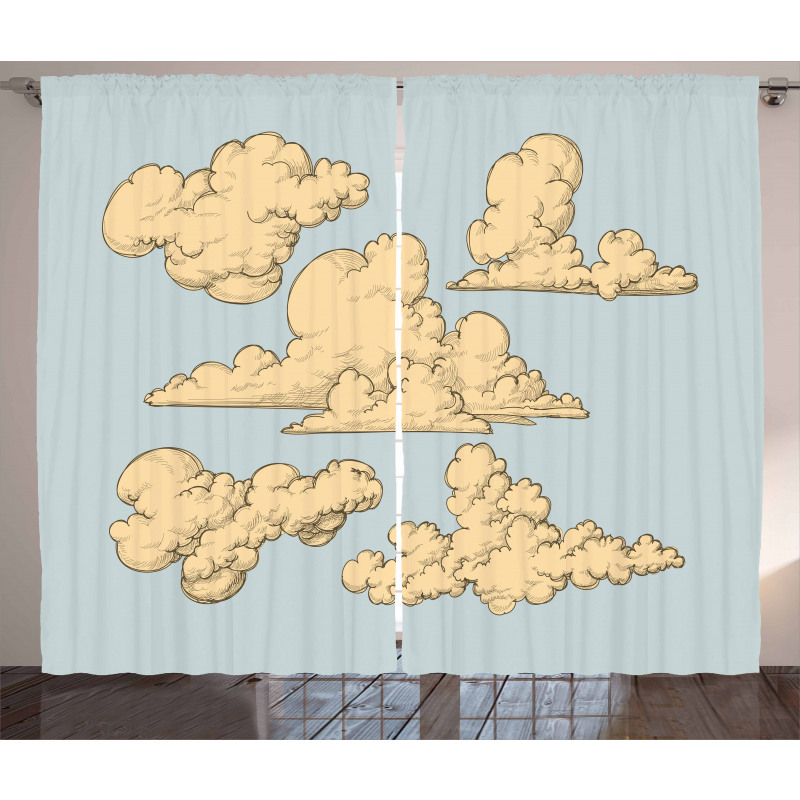 Vintage Clouds in the Sky Curtain