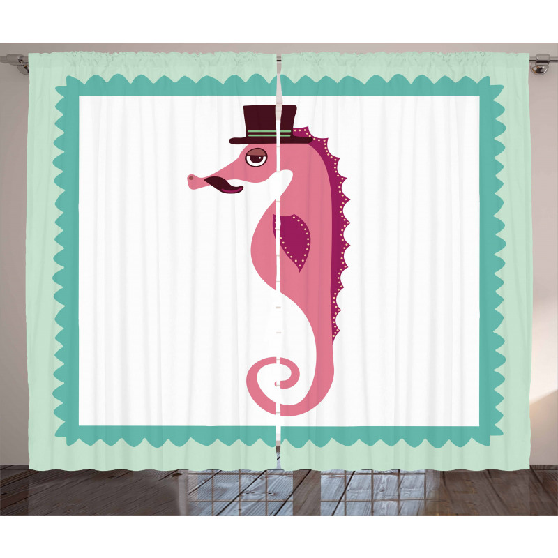 Hipster Seahorse Hat Curtain