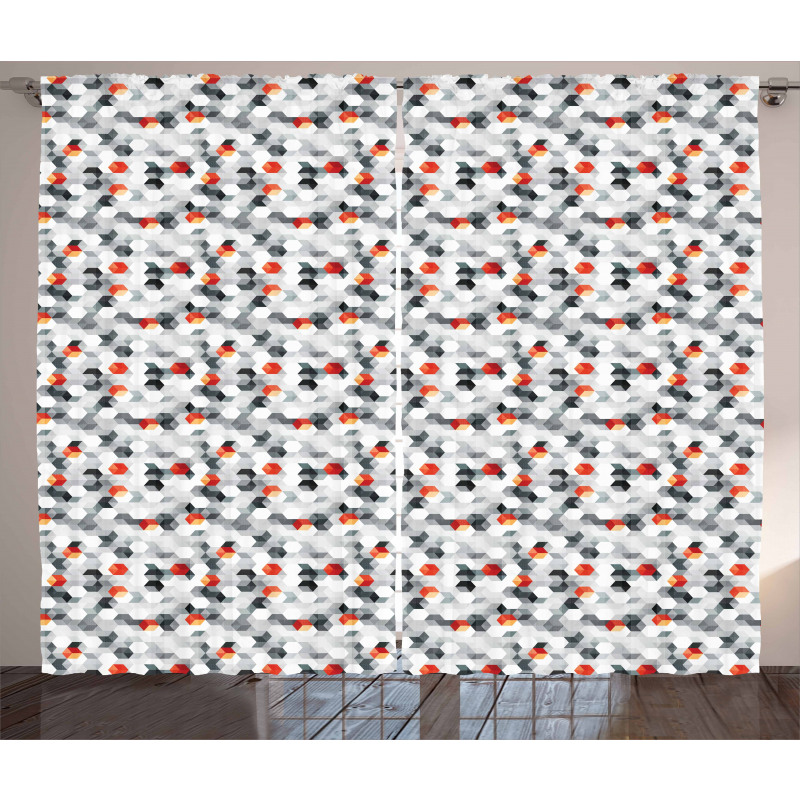 Hexagons and Cubes Curtain