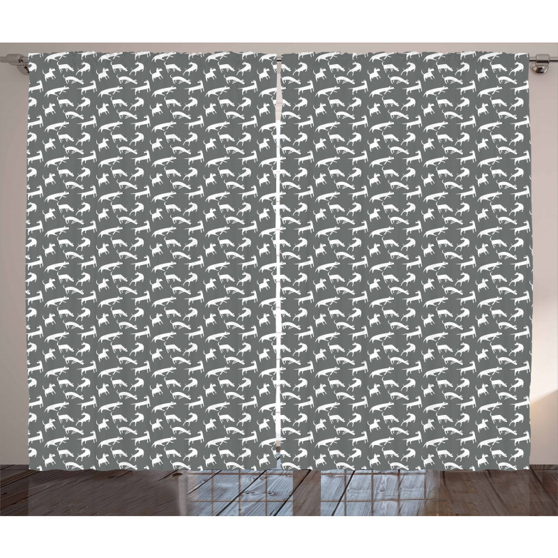 Funky English Bull Terriers Curtain