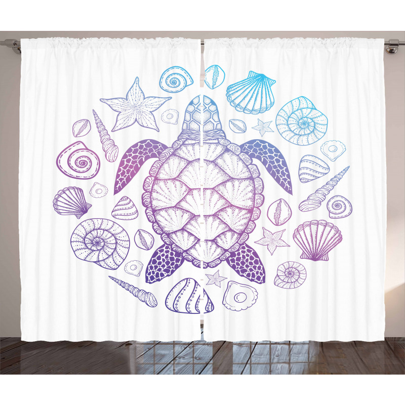 Colorful Marine Animals Curtain