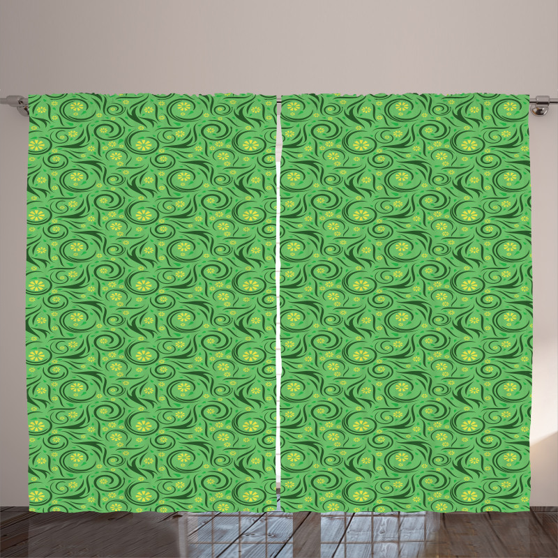 Floral Swirling Lines Curtain