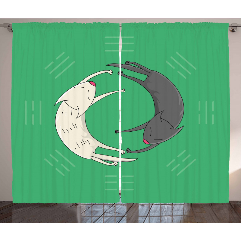 Sleeping Cats Trigrams Curtain