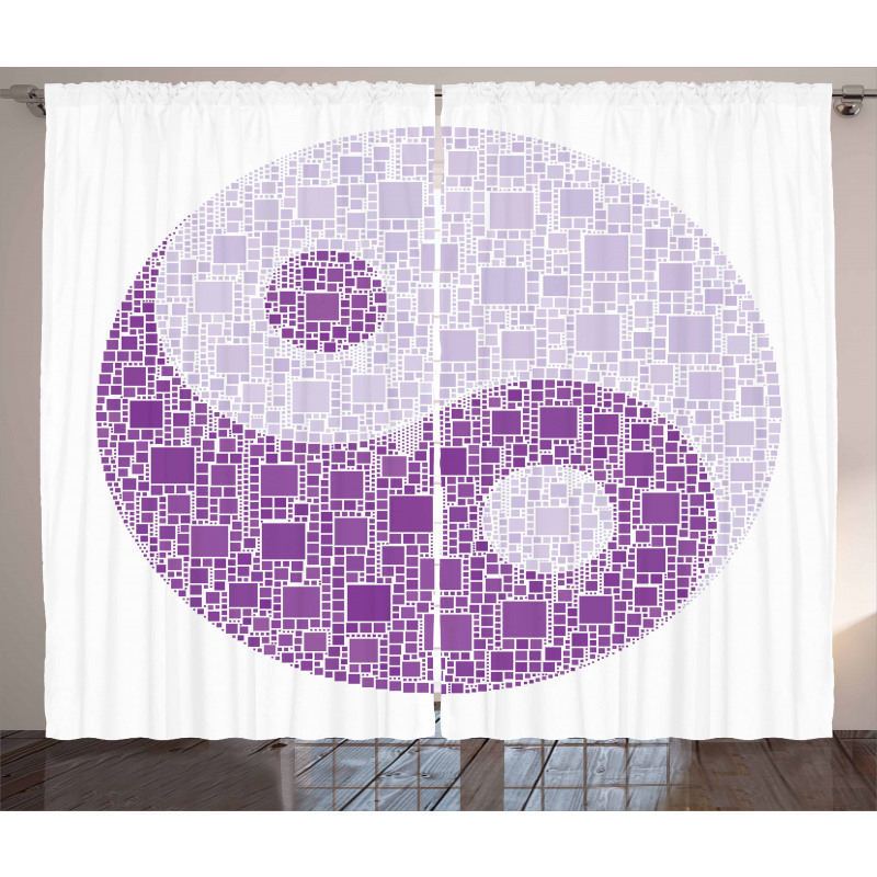 Graphic Yin Yang Tile Curtain