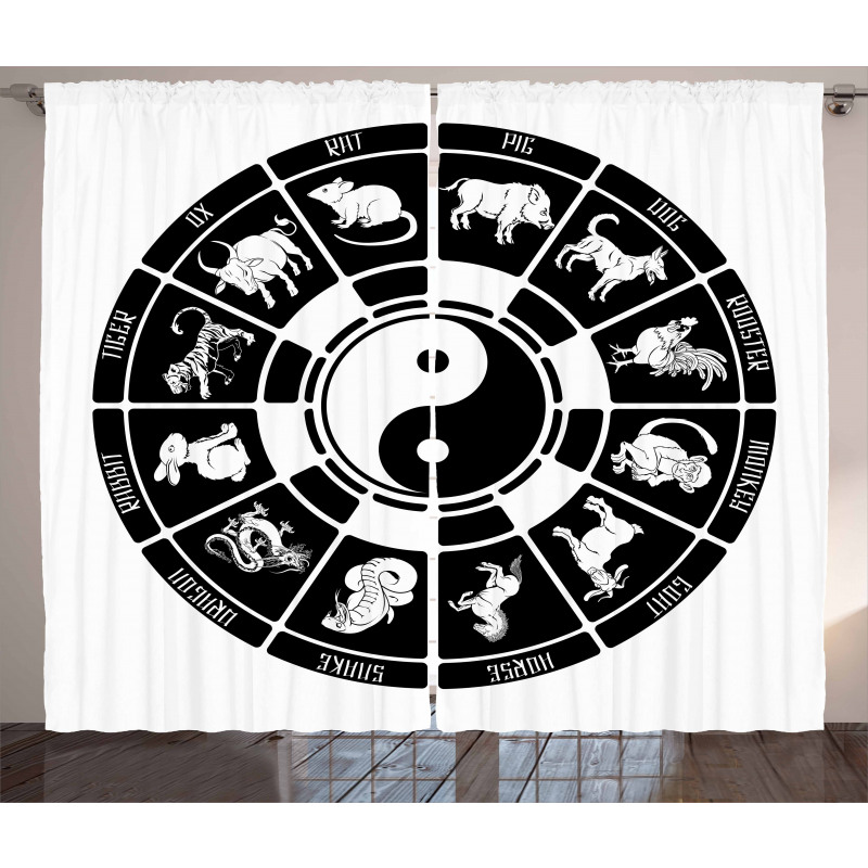 Chinese Horoscope Wheel Curtain