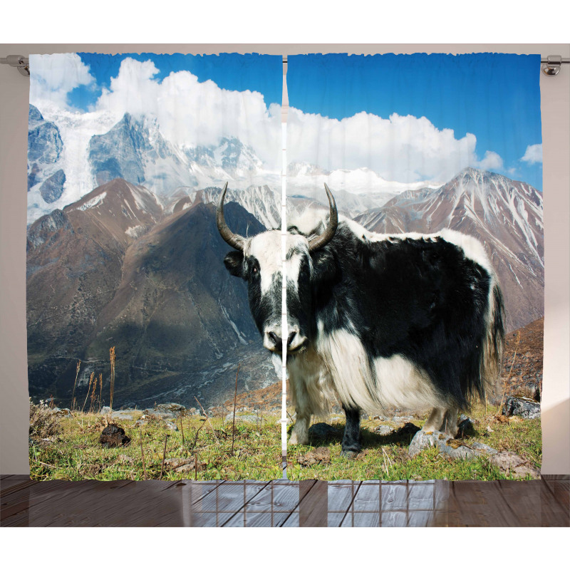 Bull Rural Mountains Curtain