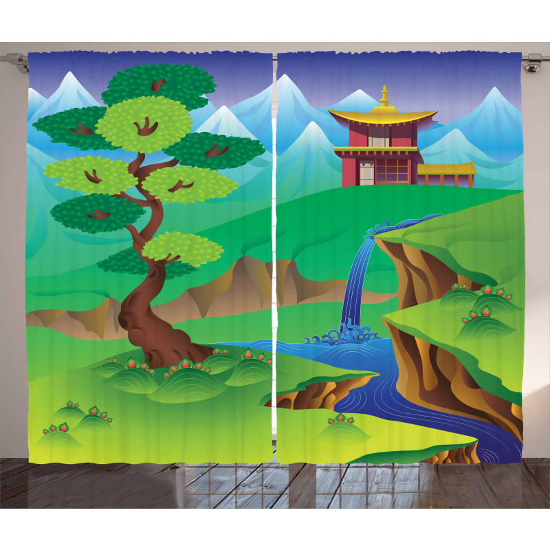 Cartoon Chinese Forest Curtain