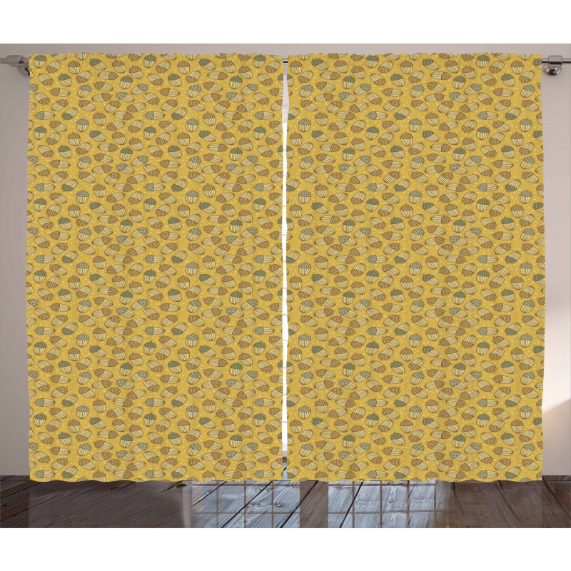 Doodle Dots Nuts Pattern Curtain
