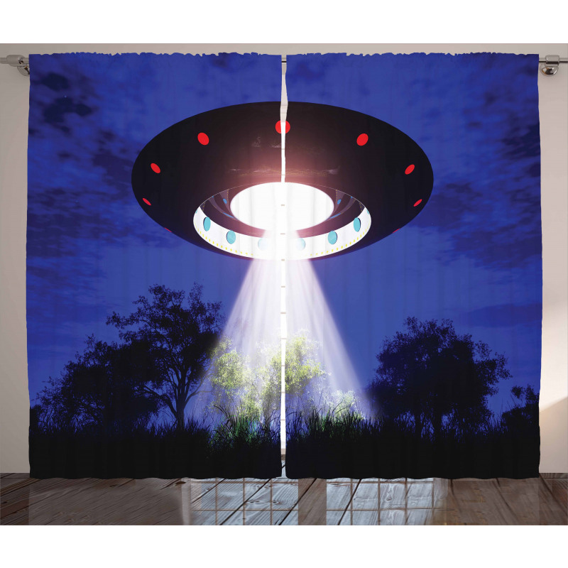 Night Scenery with Aliens Space Curtain