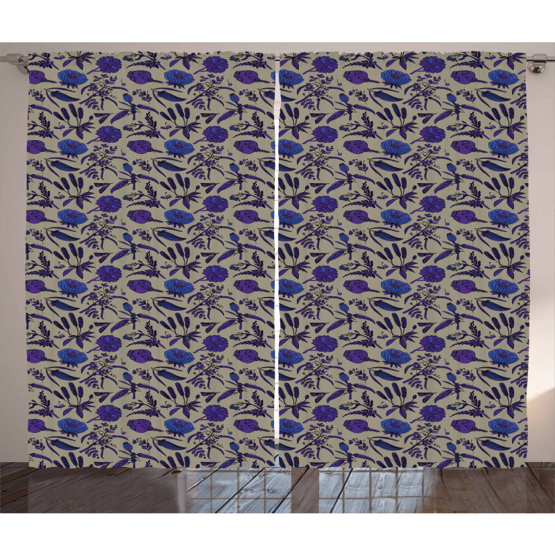 Hand-Drawn Wildflowers Curtain