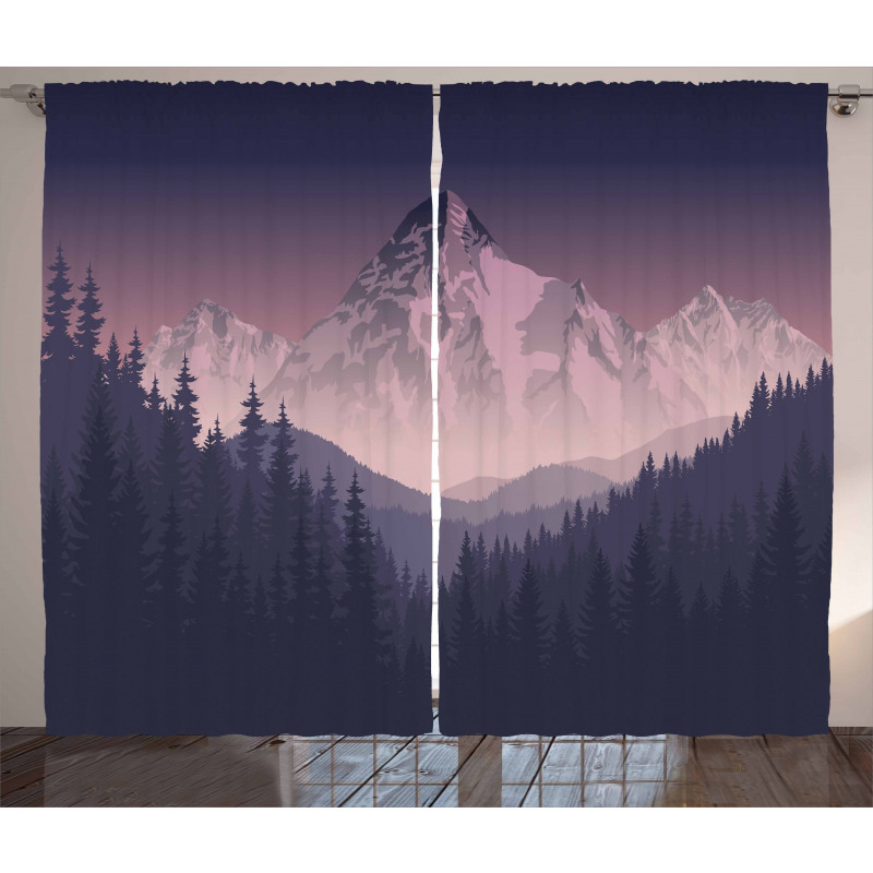 Foggy Mountain Range Curtain