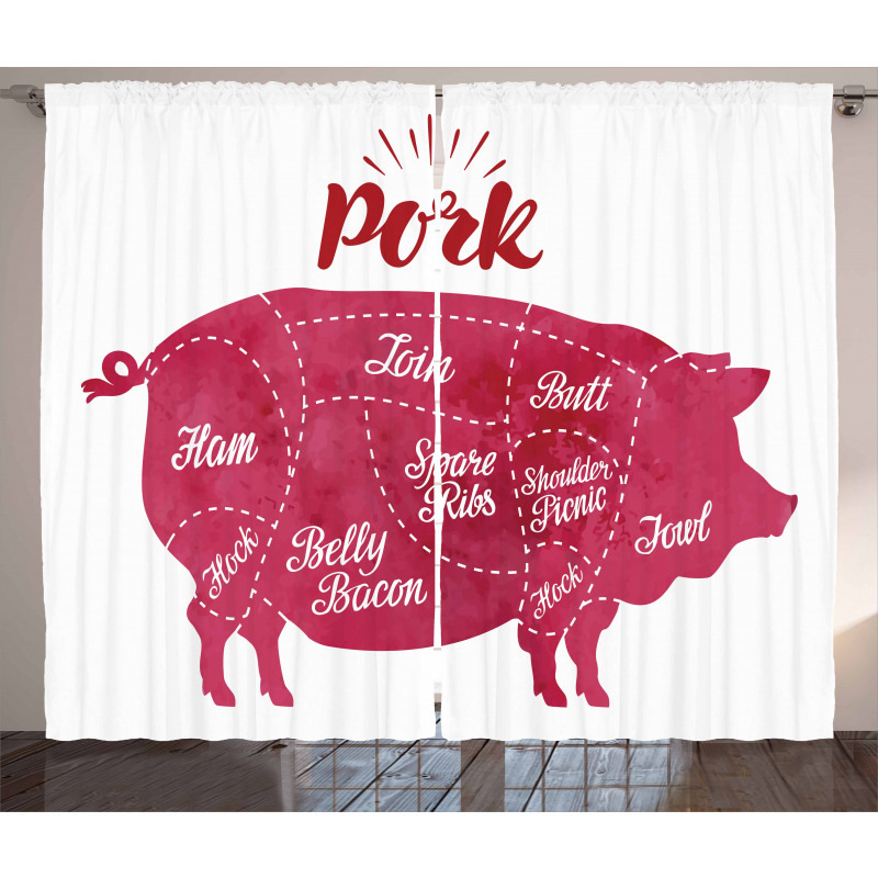 Cutting Pig Meat Diagram Curtain