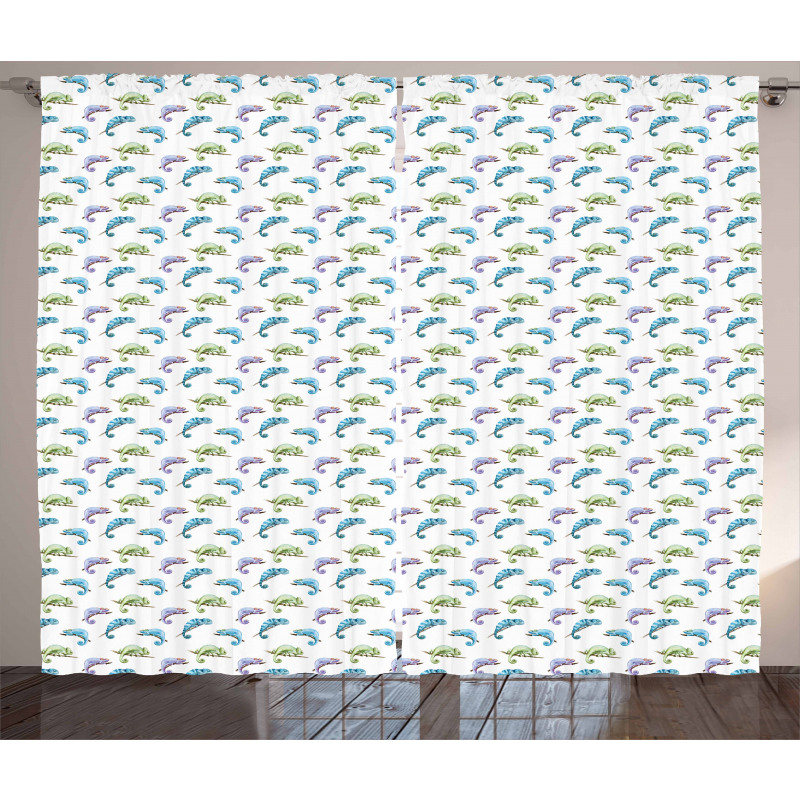 Watercolor Chameleon Curtain