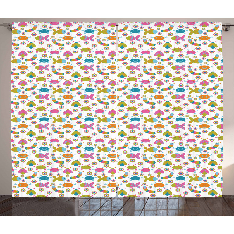 Crab Fish Ladybug Curtain