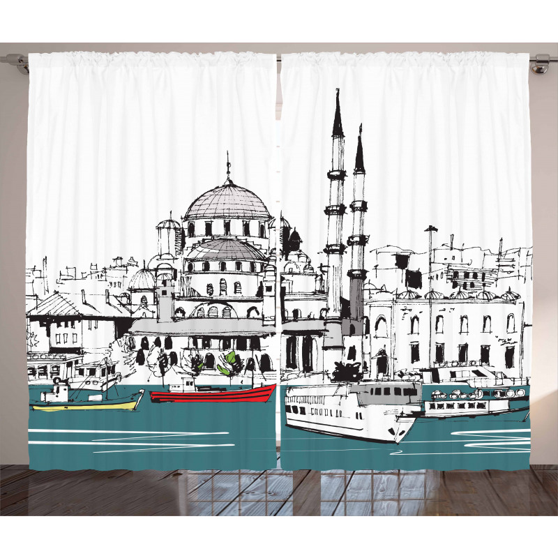 Coastal Town Harbor Curtain
