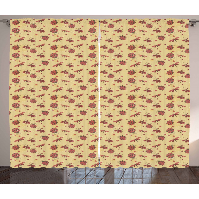 Dragonflies and Hearts Curtain