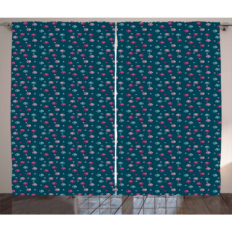 Vibrant Colors Hearts Curtain