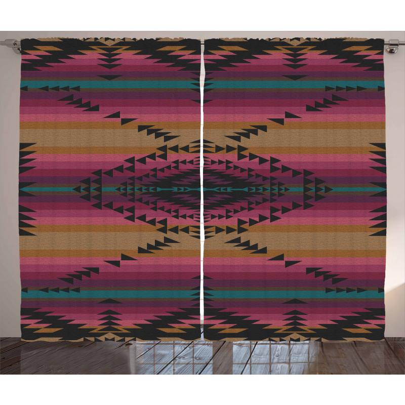 Colorful Stripes Triangles Curtain