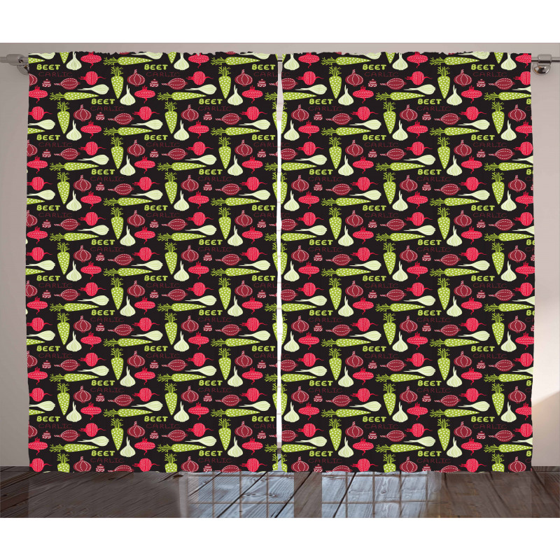 Hearts Dashed Lines Curtain