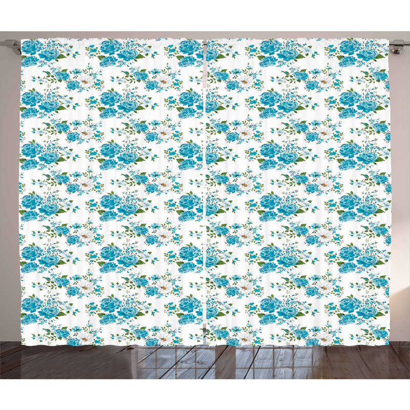 Daisy and Roses Flower Curtain