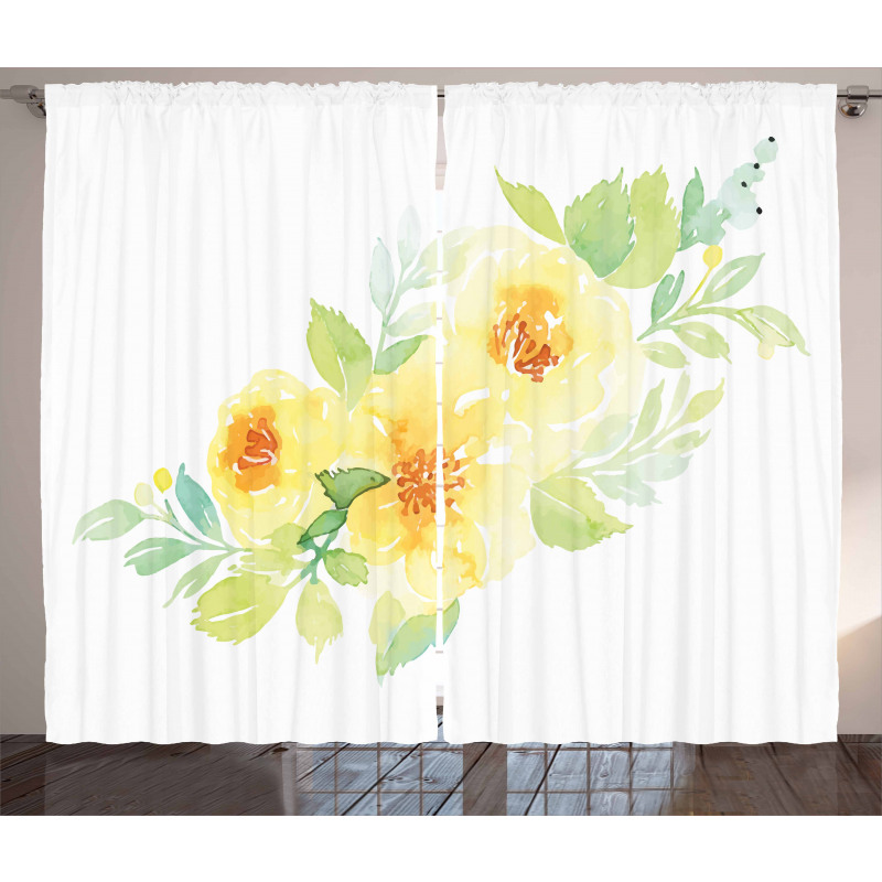 Watercolor Nature Flower Curtain