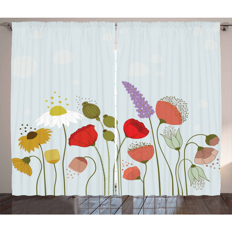 Daisy and Peony Pattern Curtain