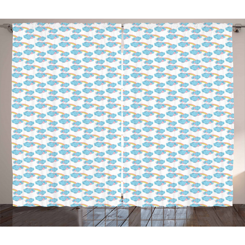 Nursery Theme Doodle Cloud Curtain