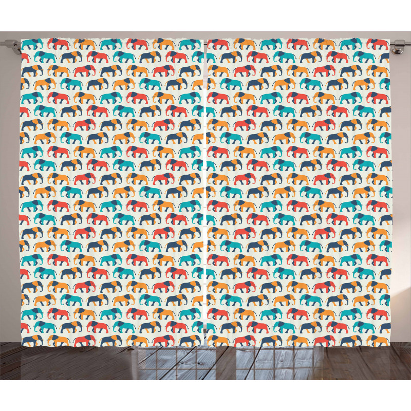 Retro Colorful Safari Curtain