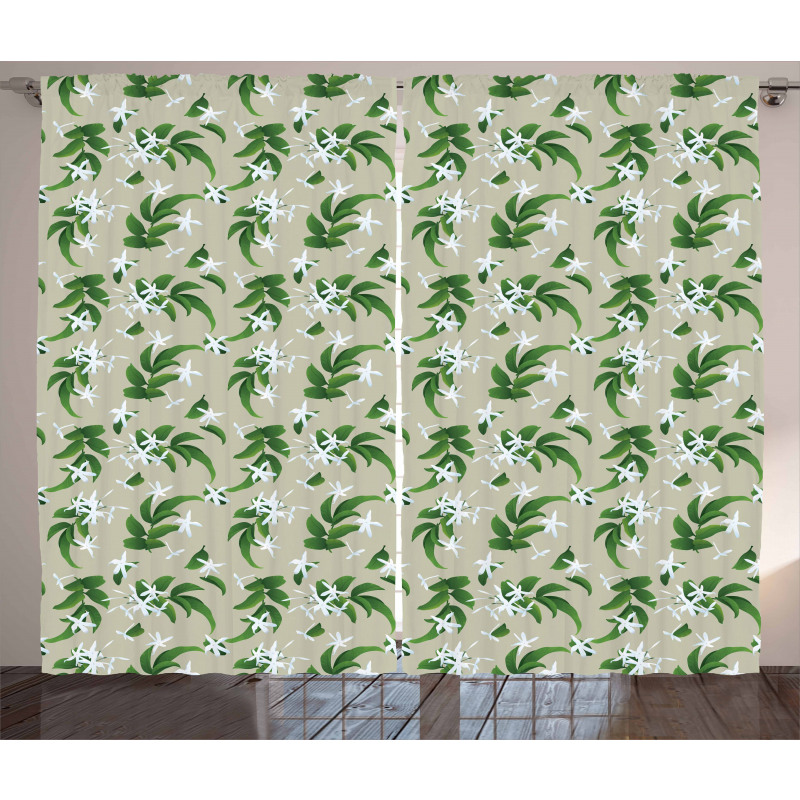 Exotic Flowers Branches Curtain
