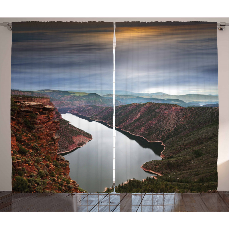 Mountain River Scenery Curtain
