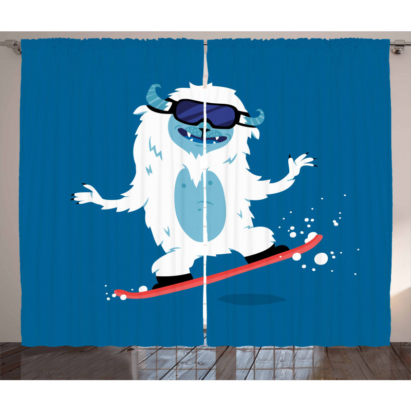 Yeti Snowboard Winter Curtain
