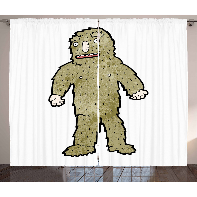 Quirky Grungy Bigfoot Curtain