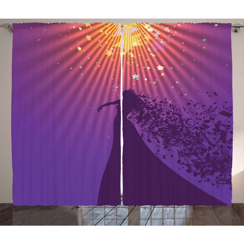 Opera Singer Musical Notes Curtain