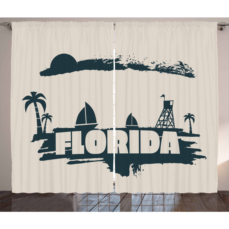 Vintage Seaside View Curtain