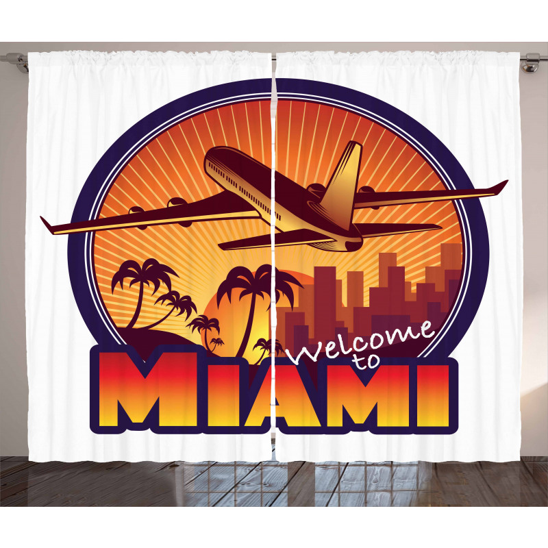 Welcome Miami Graphic Curtain