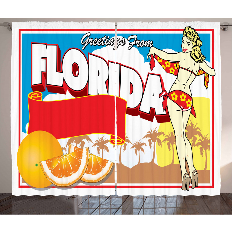 Pin-up Girl and Oranges Curtain